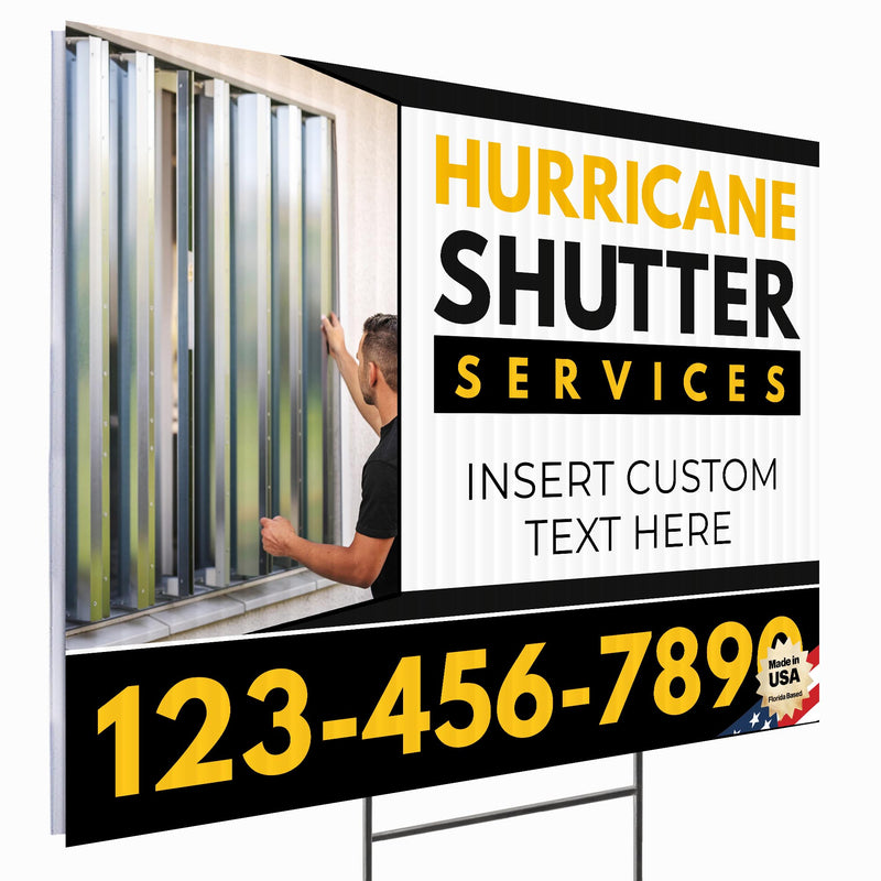 Hurricane Shutter Services Yard Sign Design 4 -  BFS-HUR-24X18-DS-D4-BFS-HUR-24X18-SS-D4