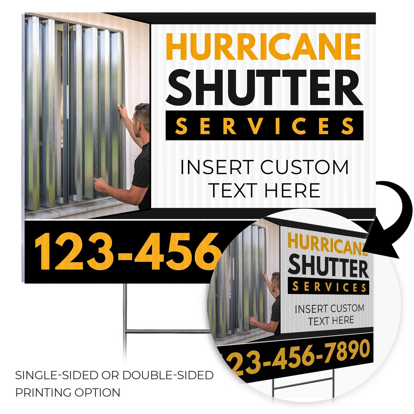 Hurricane Shutter Services Yard Sign Design 4 -  BFS-HUR-24X18-DS-D4-BFS-HUR-24X18-SS-D4