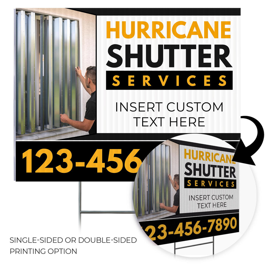 Hurricane Shutter Services Yard Sign Design 4 -  BFS-HUR-24X18-DS-D4-BFS-HUR-24X18-SS-D4