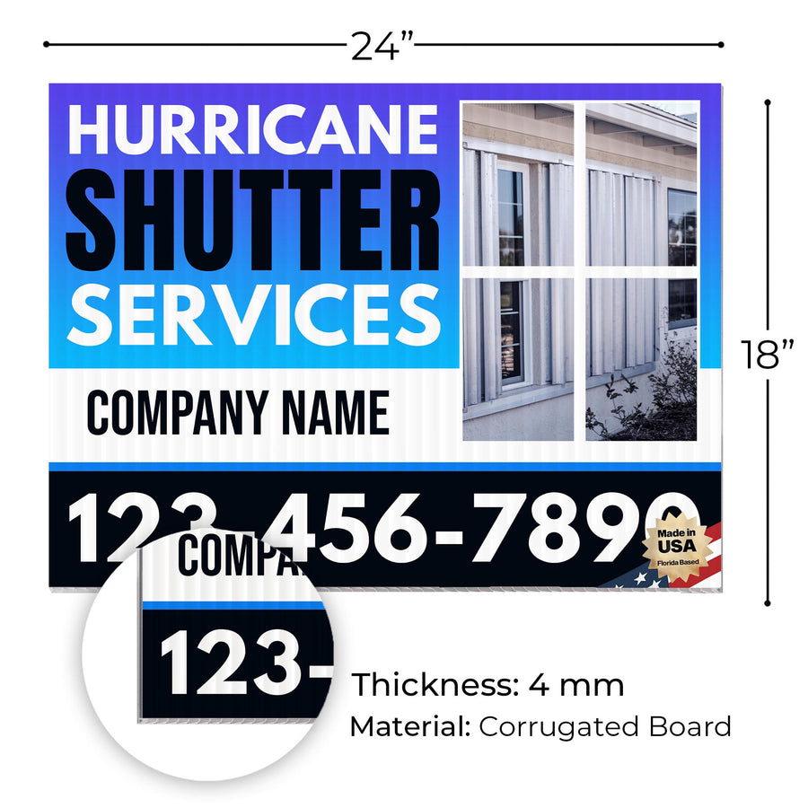 Hurricane Shutter Services Yard Sign Design 5 -  BFS-HUR-24X18-DS-D5-BFS-HUR-24X18-SS-D5