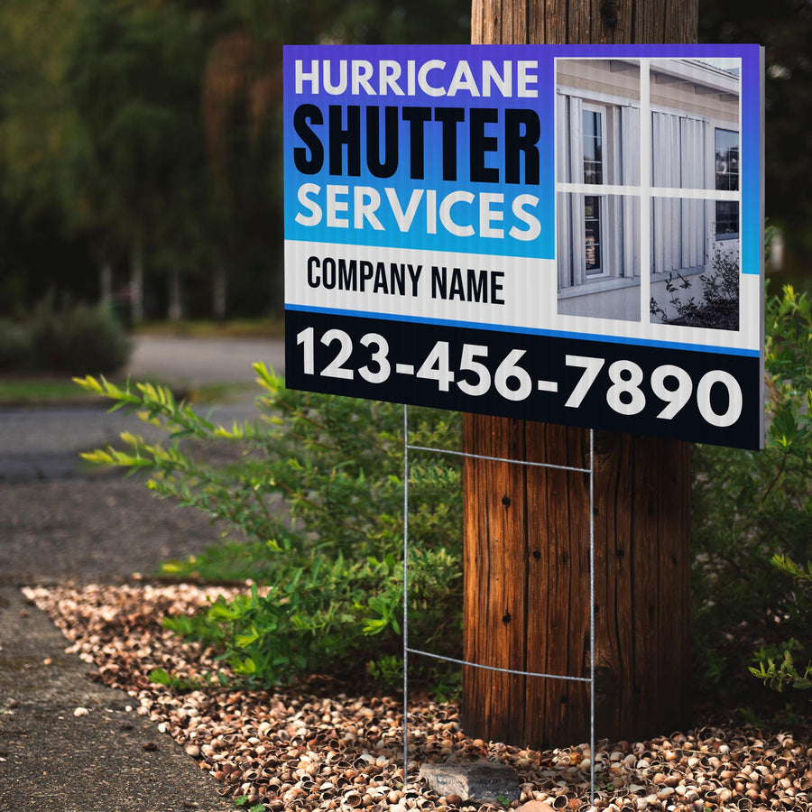 Hurricane Shutter Services Yard Sign Design 5 -  BFS-HUR-24X18-DS-D5-BFS-HUR-24X18-SS-D5