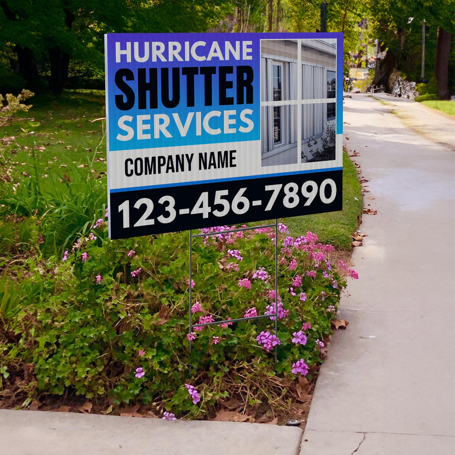 Hurricane Shutter Services Yard Sign Design 5 -  BFS-HUR-24X18-DS-D5-BFS-HUR-24X18-SS-D5