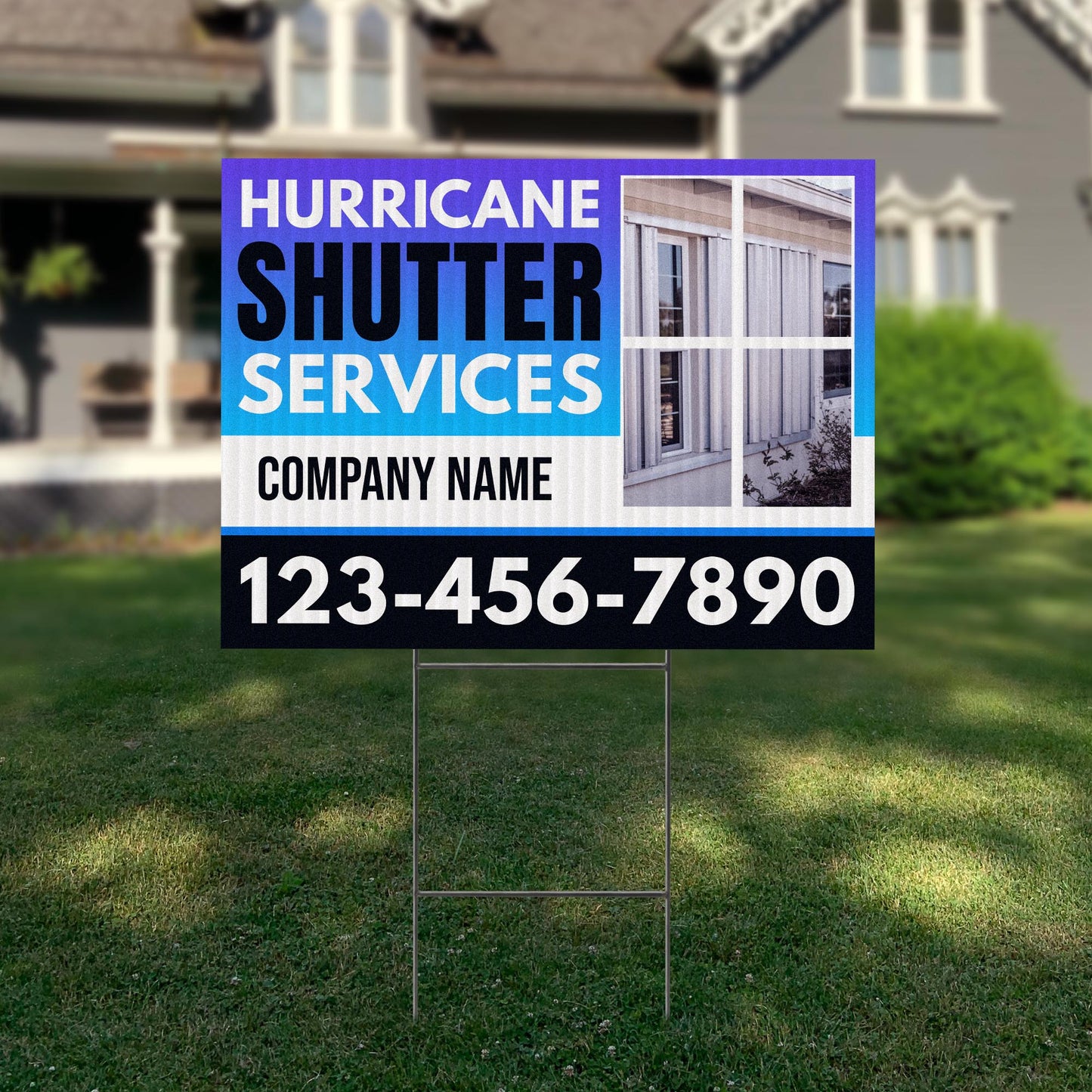 Hurricane Shutter Services Yard Sign Design 5 -  BFS-HUR-24X18-DS-D5-BFS-HUR-24X18-SS-D5