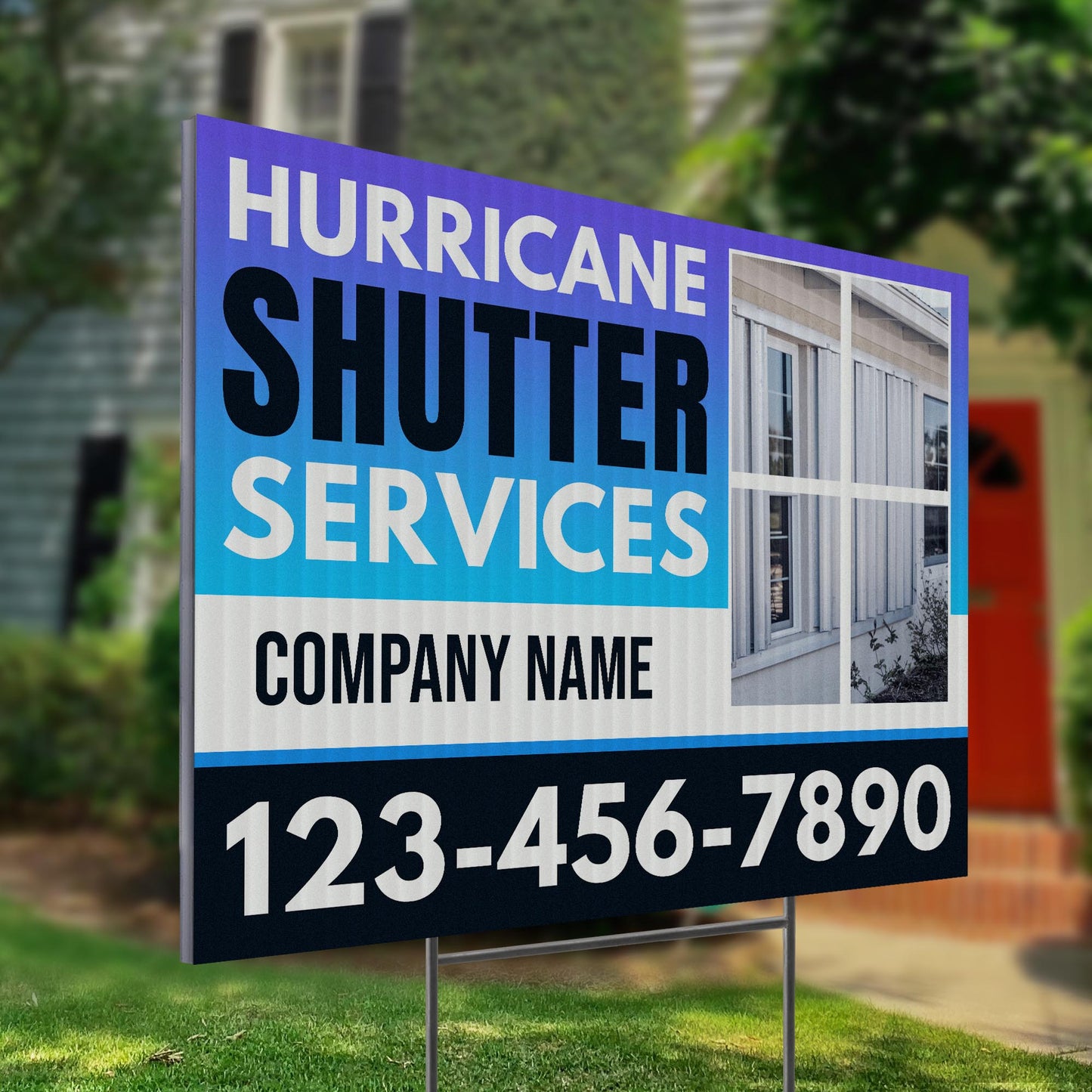 Hurricane Shutter Services Yard Sign Design 5 -  BFS-HUR-24X18-DS-D5-BFS-HUR-24X18-SS-D5