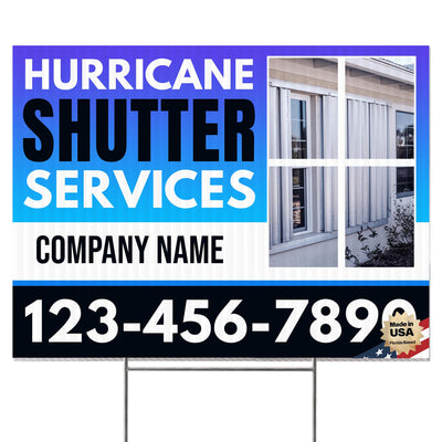Hurricane Shutter Services Yard Sign Design 5 -  BFS-HUR-24X18-DS-D5-BFS-HUR-24X18-SS-D5