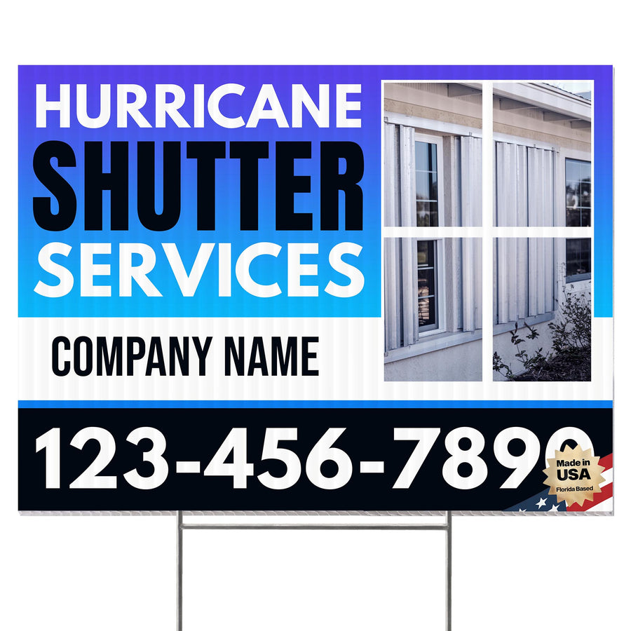 Hurricane Shutter Services Yard Sign Design 5 -  BFS-HUR-24X18-DS-D5-BFS-HUR-24X18-SS-D5