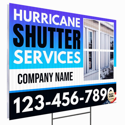 Hurricane Shutter Services Yard Sign Design 5 -  BFS-HUR-24X18-DS-D5-BFS-HUR-24X18-SS-D5