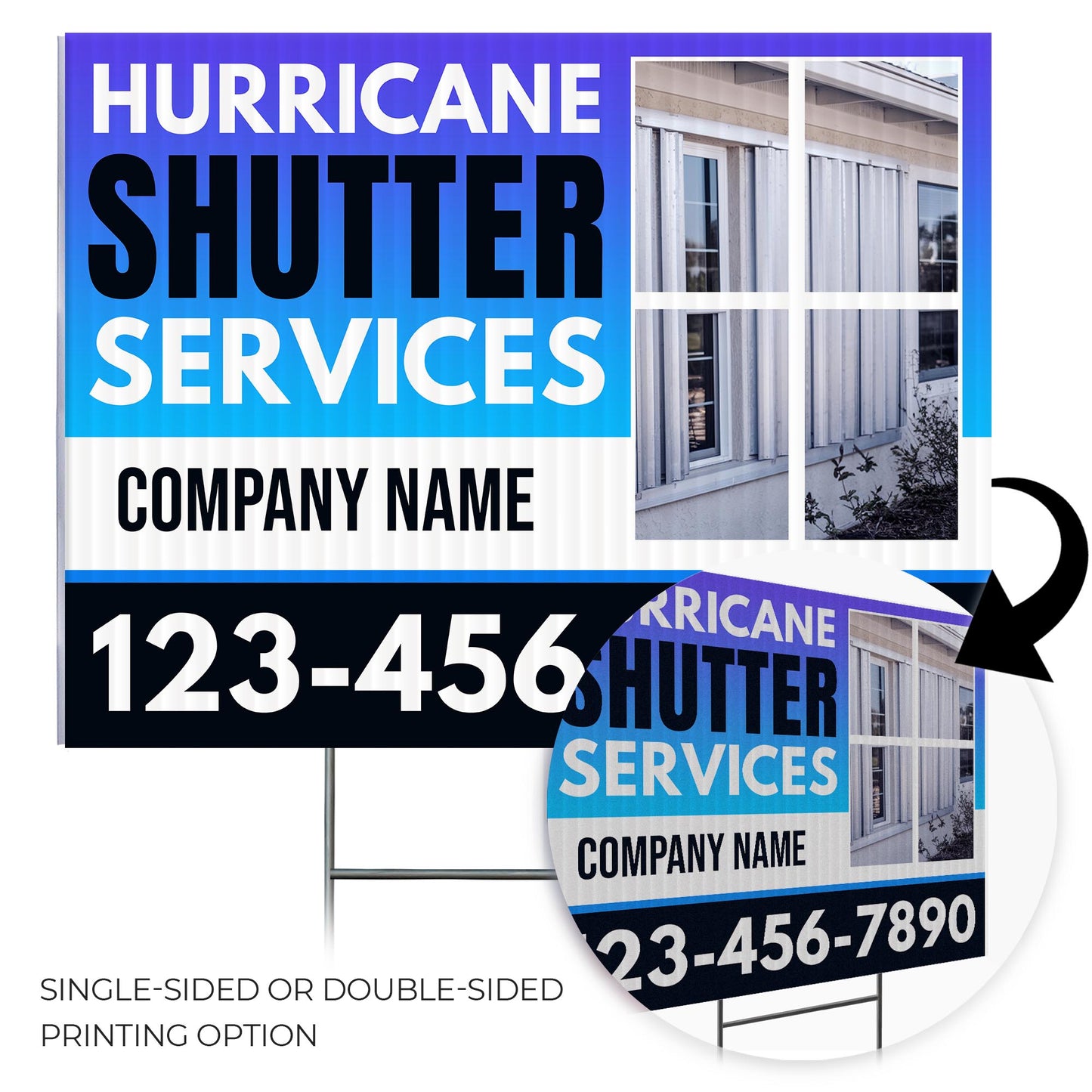 Hurricane Shutter Services Yard Sign Design 5 -  BFS-HUR-24X18-DS-D5-BFS-HUR-24X18-SS-D5