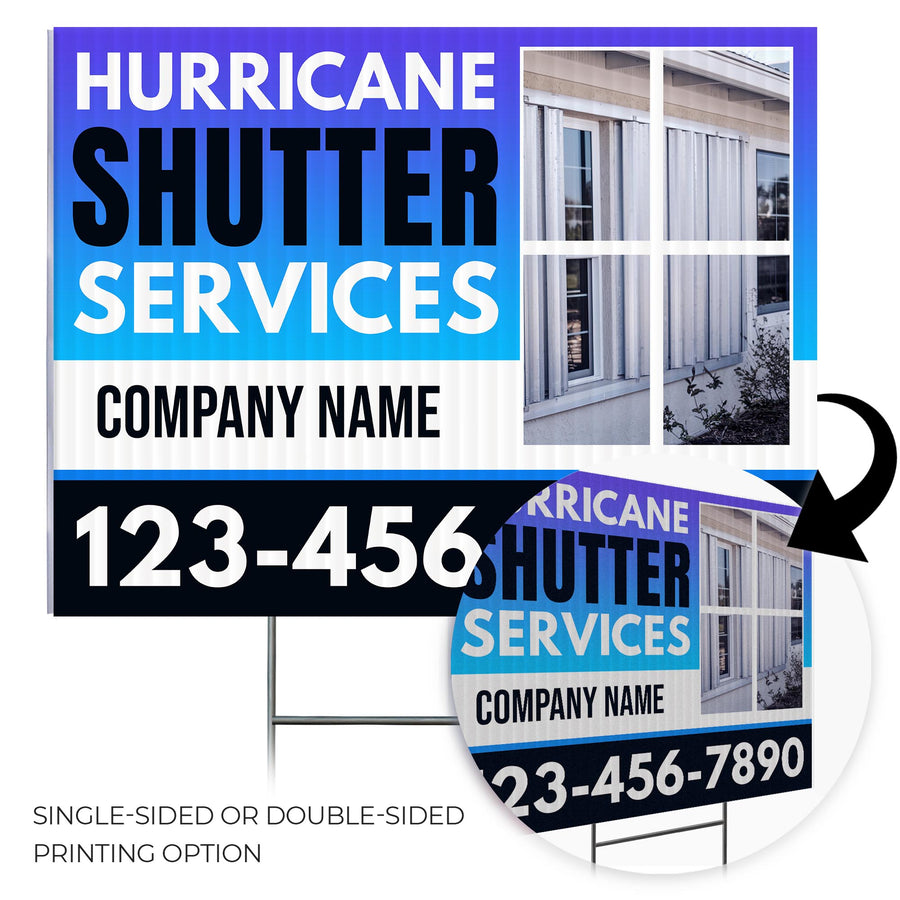Hurricane Shutter Services Yard Sign Design 5 -  BFS-HUR-24X18-DS-D5-BFS-HUR-24X18-SS-D5
