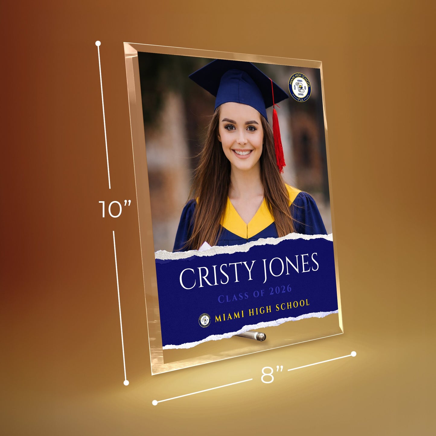 Miami High School Glass Plaque Design 3