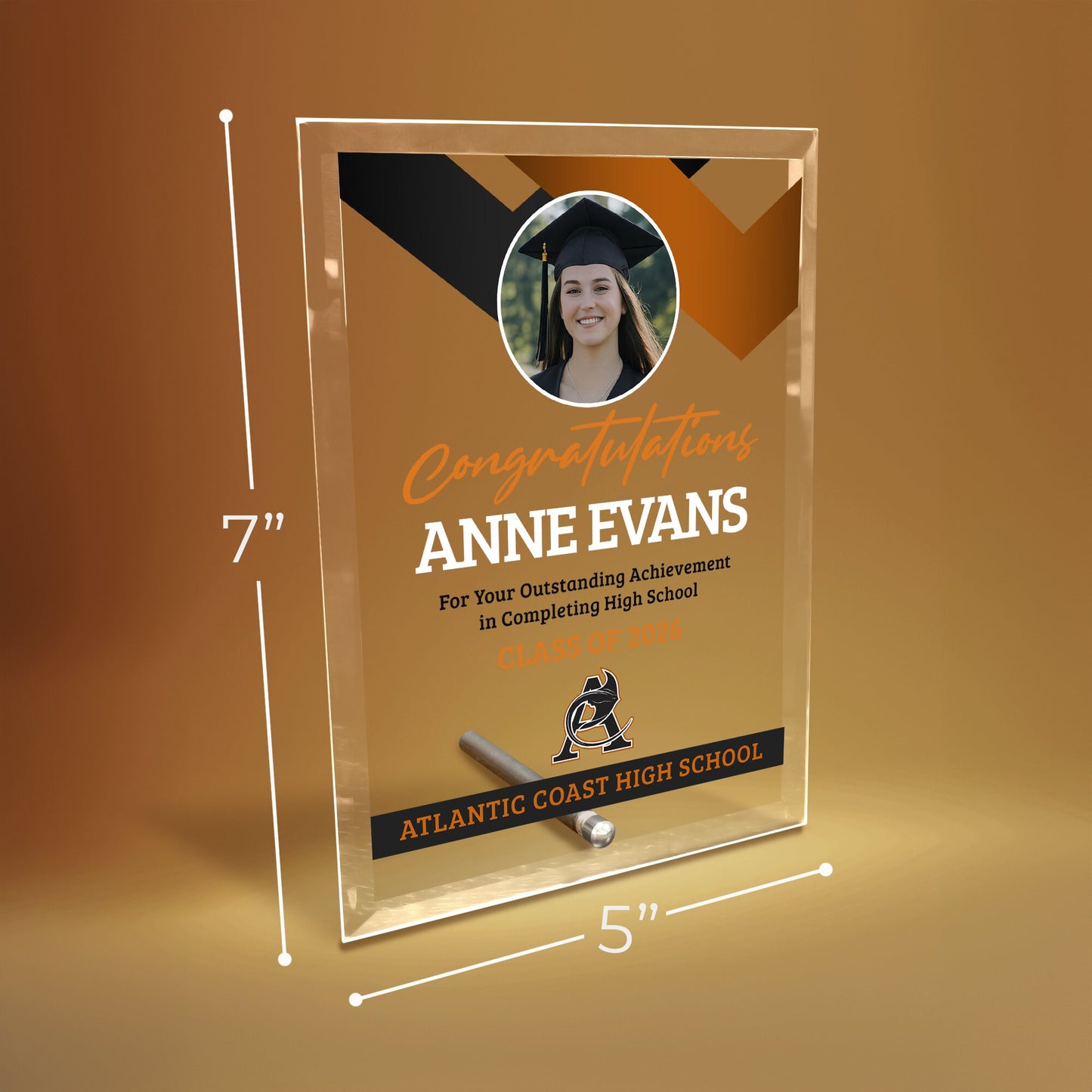 Atlantic Coast High School Glass Plaque Design 1