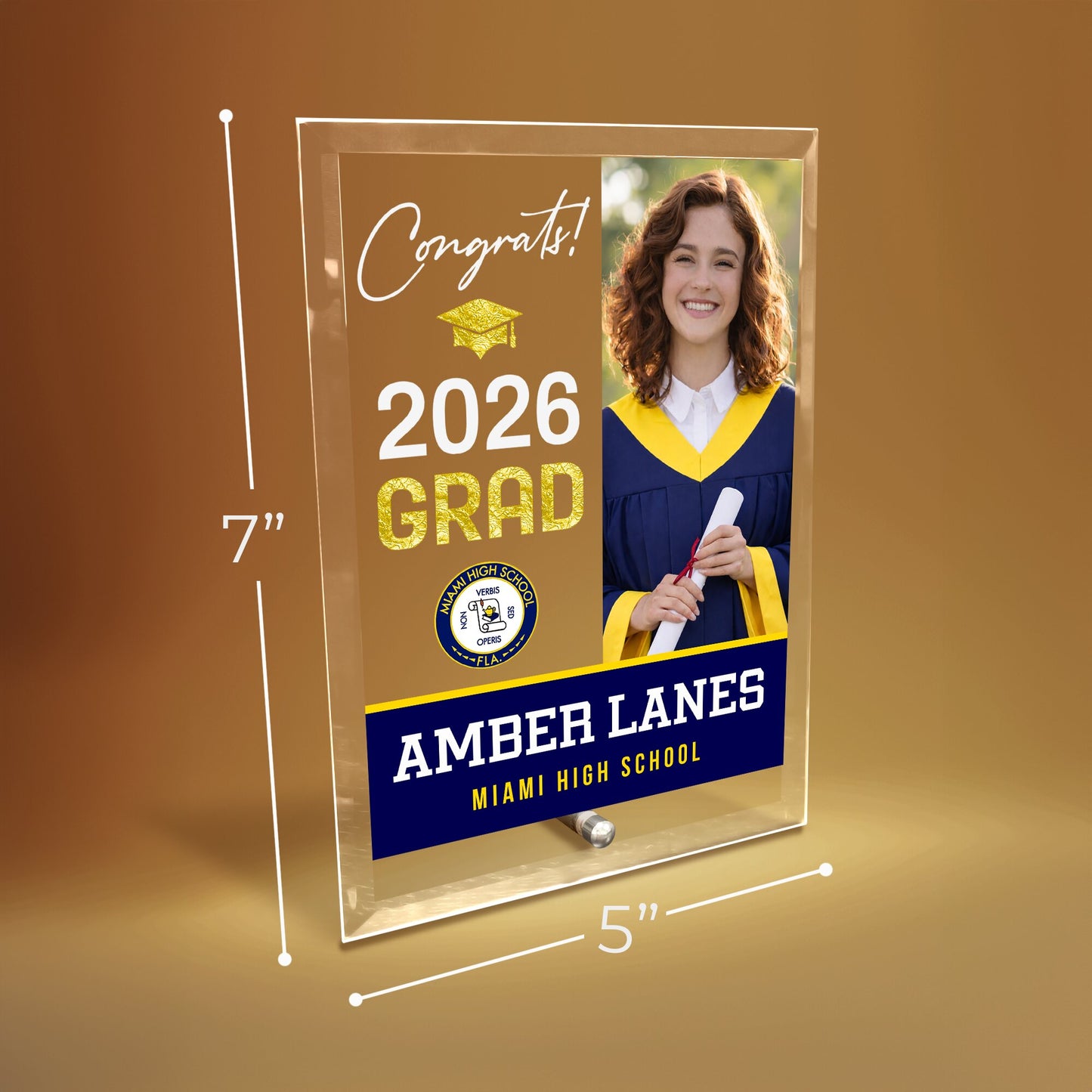 Miami High School Glass Plaque Design 4