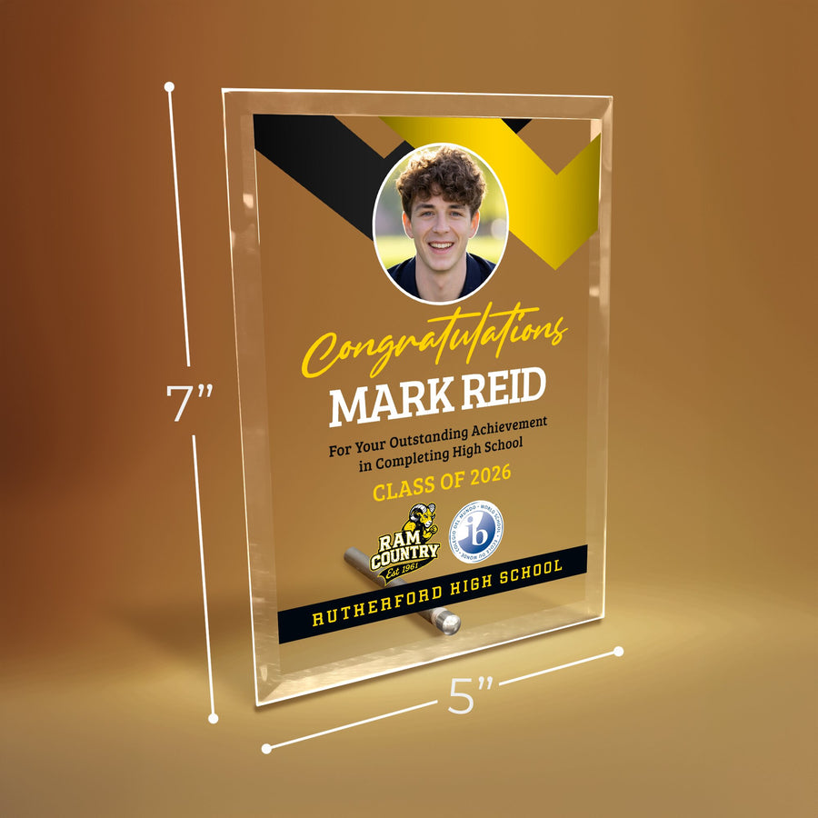 Rutherford High School Glass Plaque Design 1