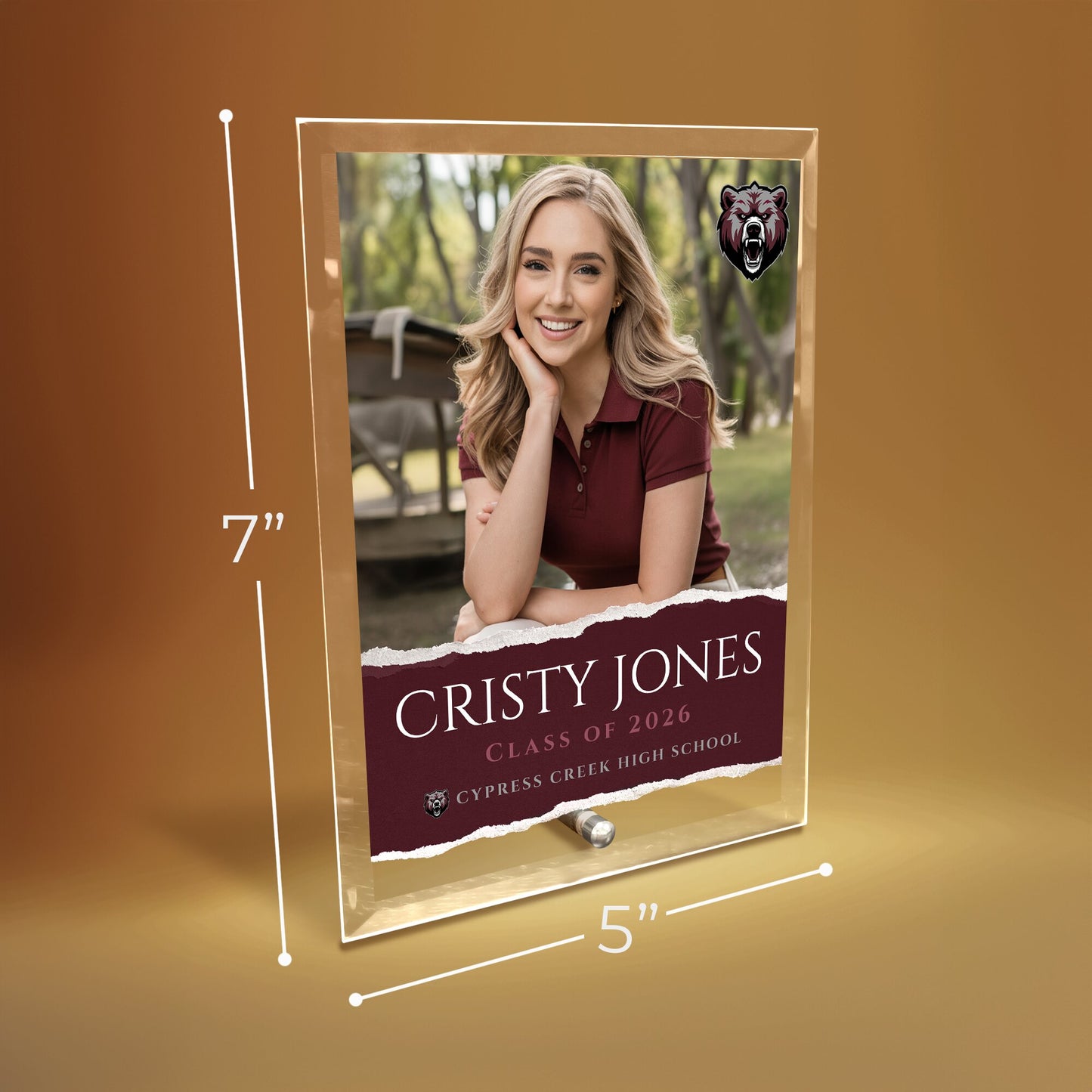 Cypress Creek High School Glass Plaque Design 3