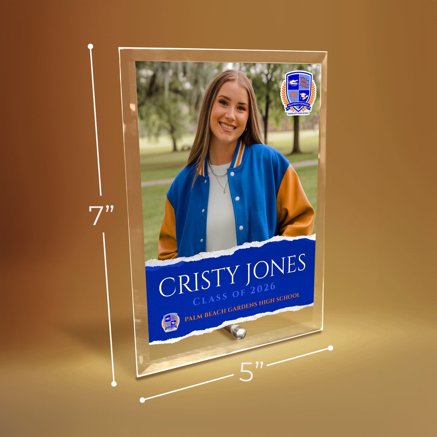Palm Beach Gardens High School Glass Plaque Design 3