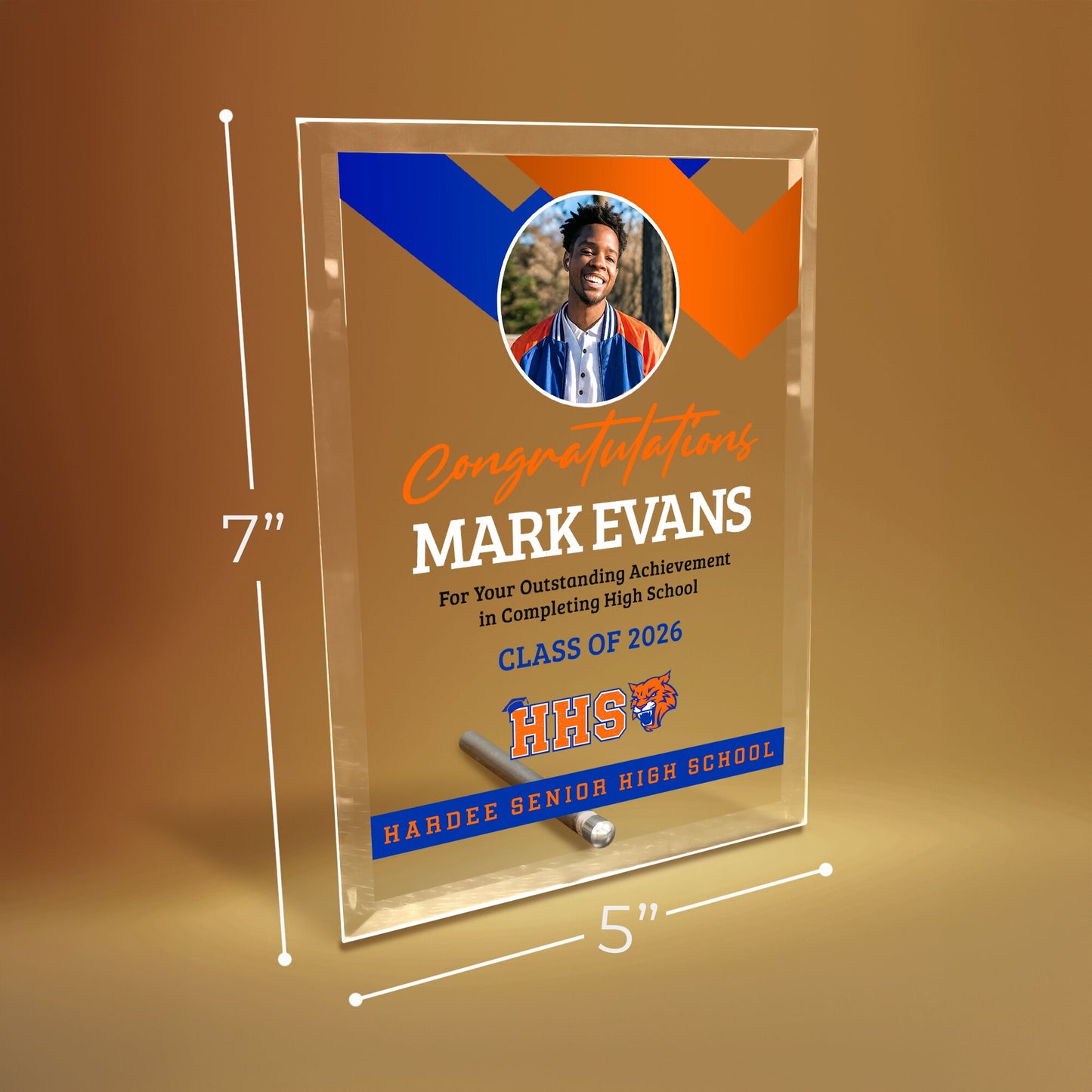 Hardee Senior High School Glass Plaque Design 1