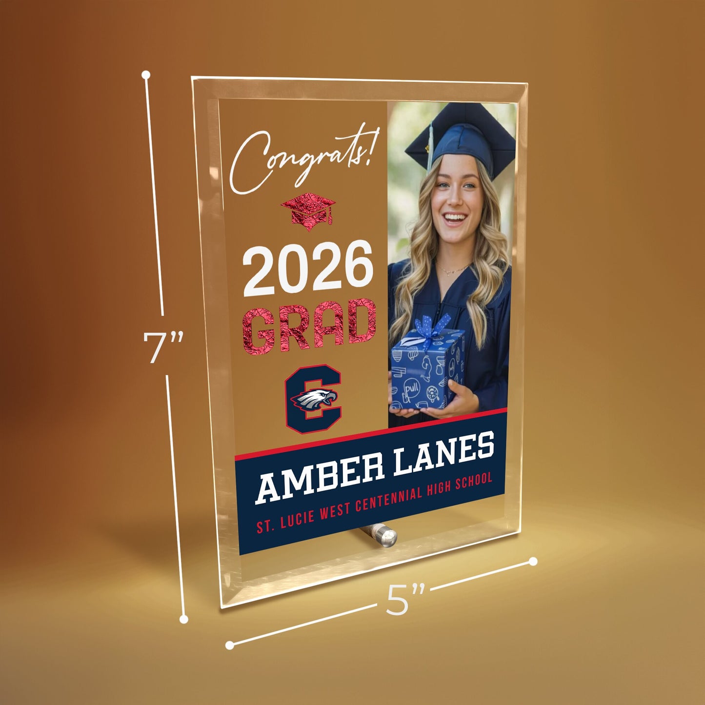 St. Lucie West Centennial High School Glass Plaque Design 4