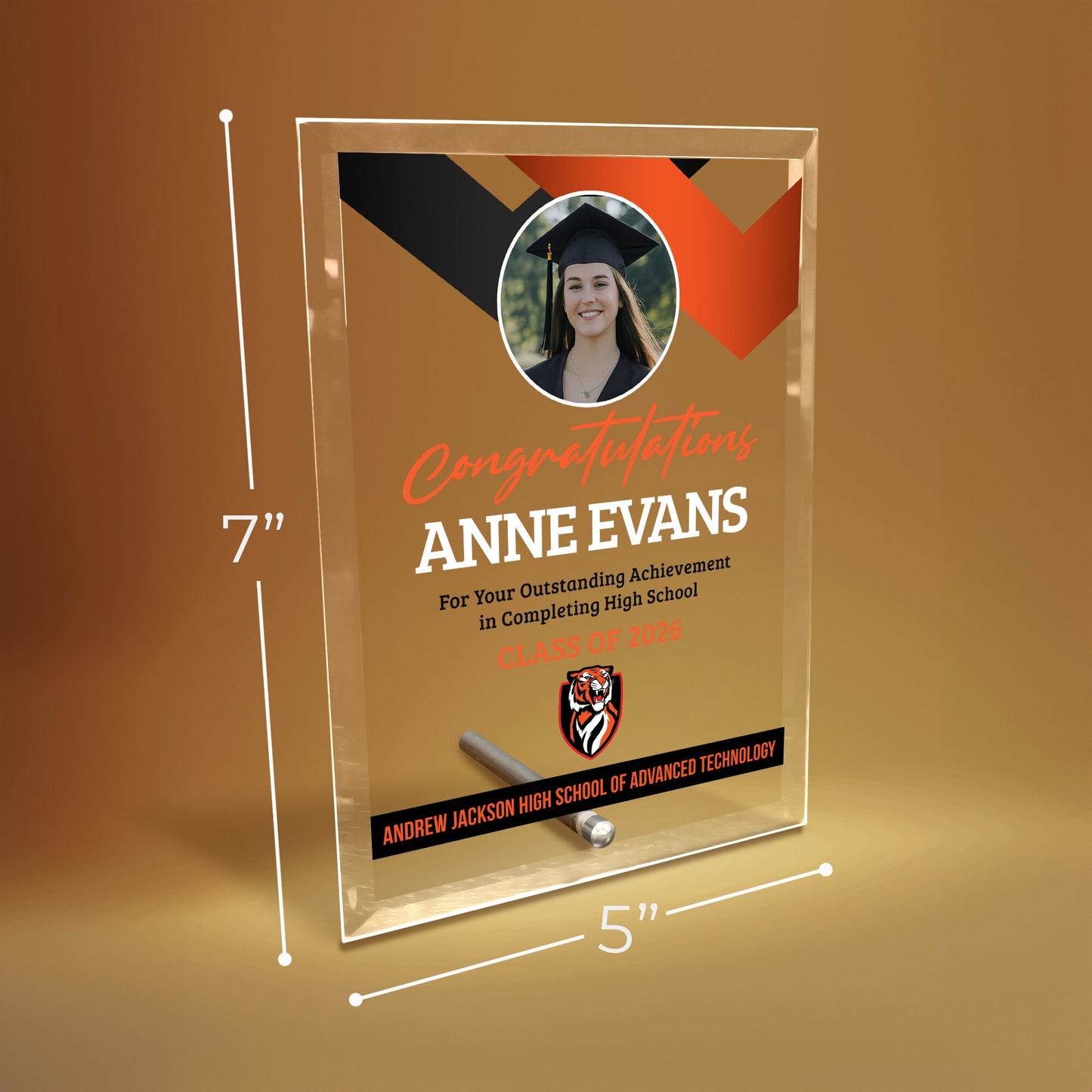 Andrew Jackson High School of Advanced Technology Glass Plaque Design 1
