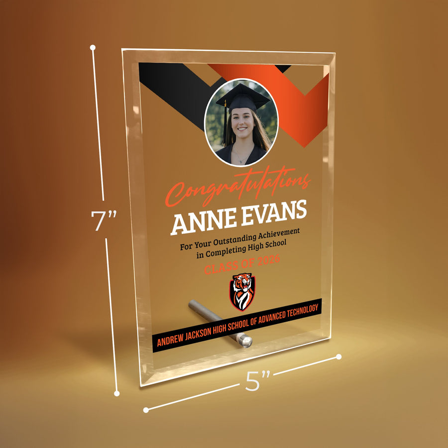 Andrew Jackson High School of Advanced Technology Glass Plaque Design 1