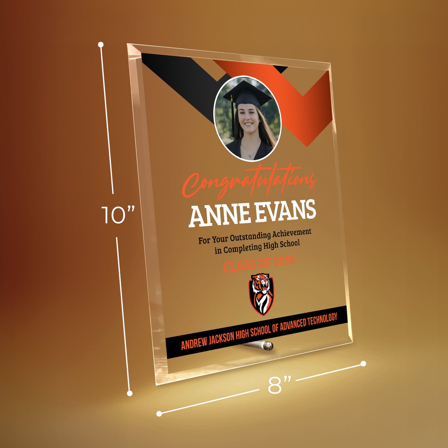 Andrew Jackson High School of Advanced Technology Glass Plaque Design 1