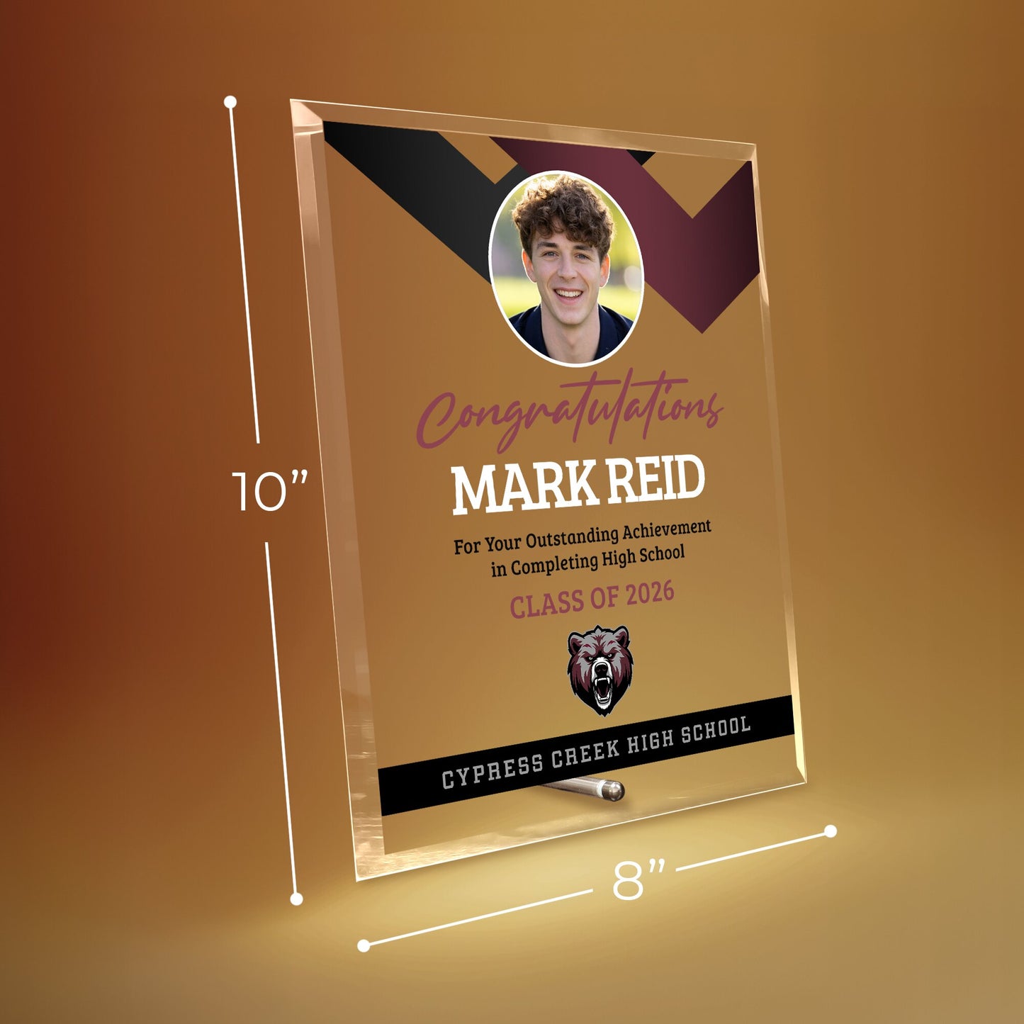 Cypress Creek High School Glass Plaque Design 1