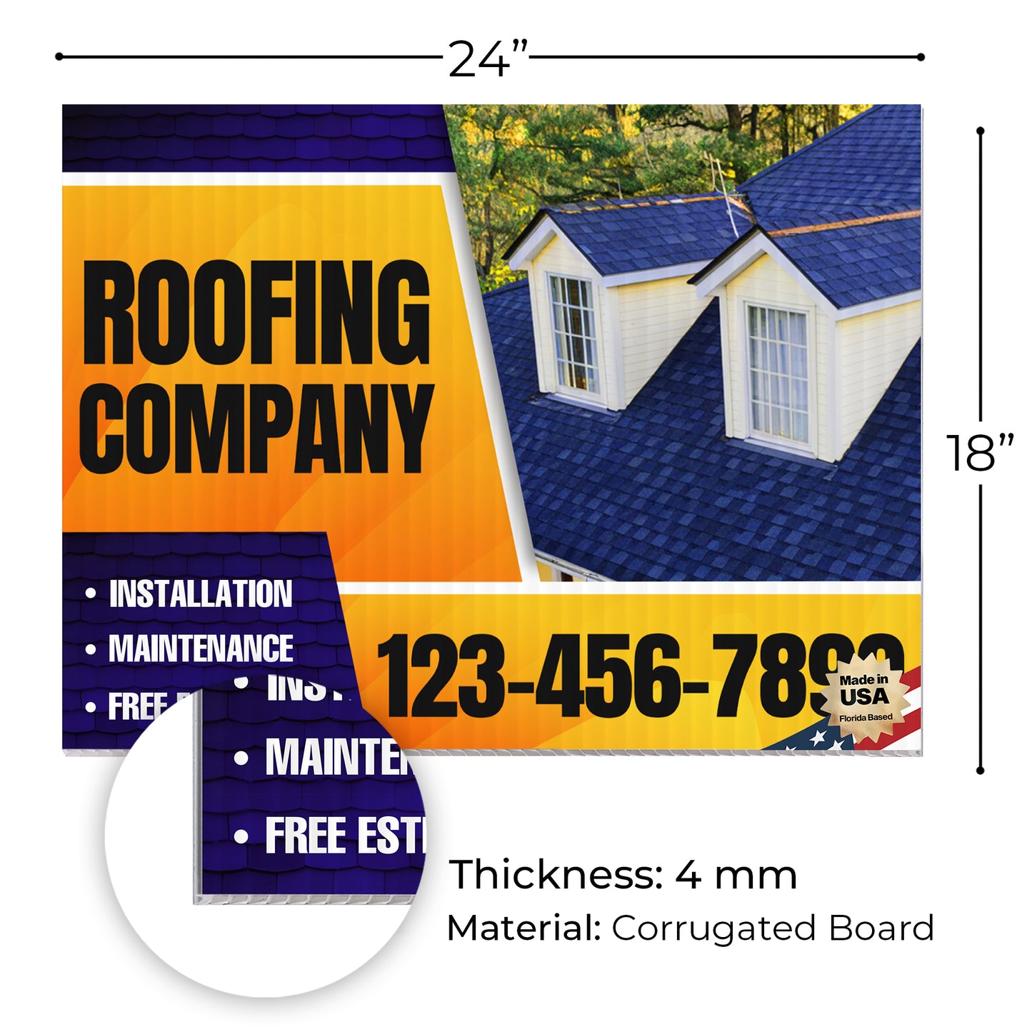 Roofing Services Yard Sign Design 5 -  BFS-RS-24x18-DS-D5-BFS-RS-24x18-SS-D5