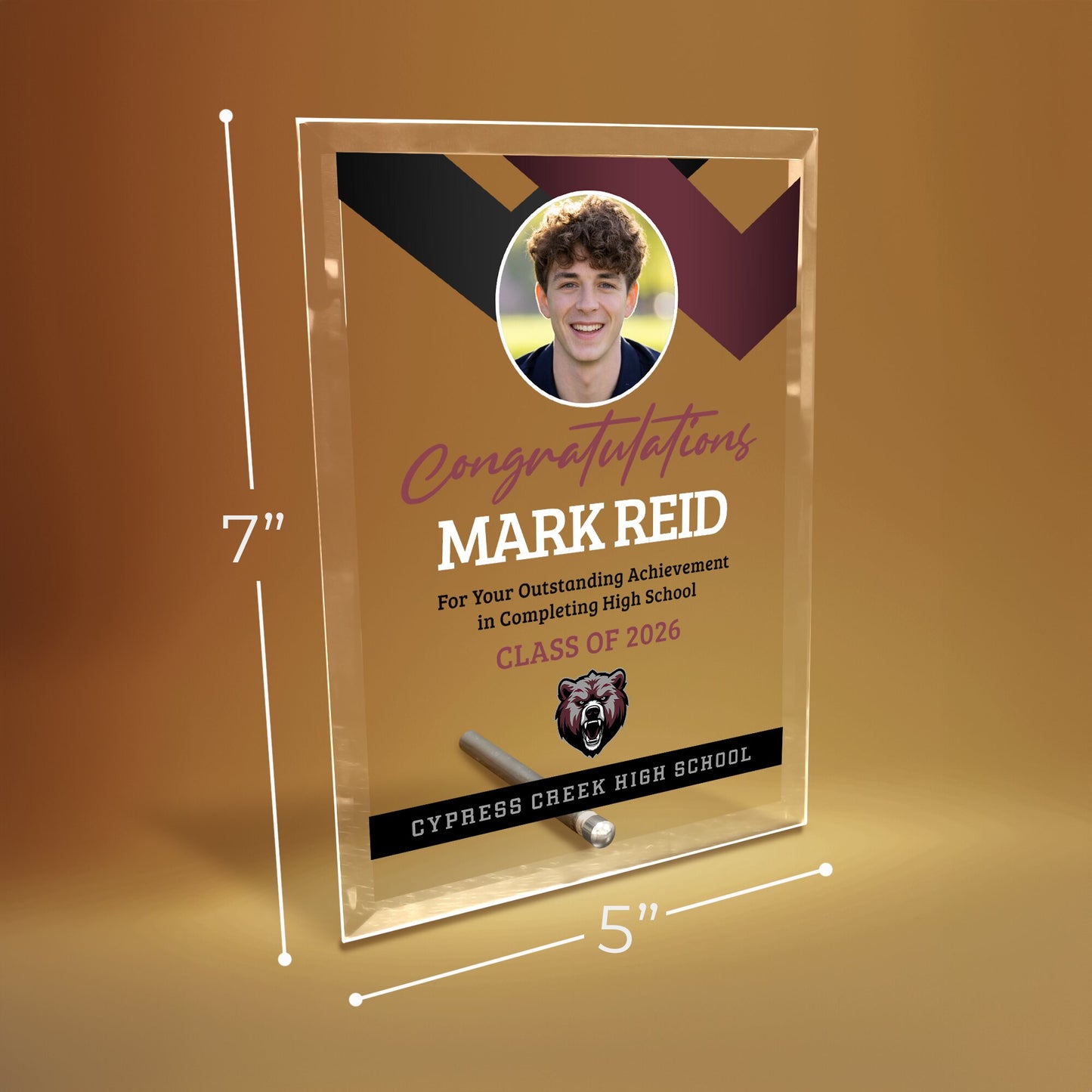 Cypress Creek High School Glass Plaque Design 1