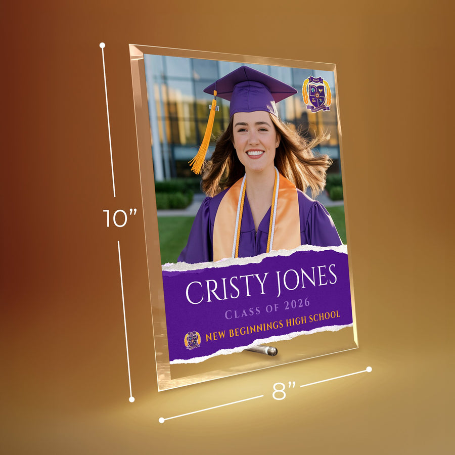 New Beginnings High School Glass Plaque Design 3