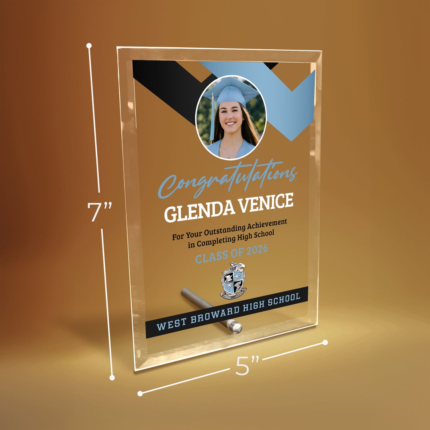 West Broward High School Glass Plaque Design 1