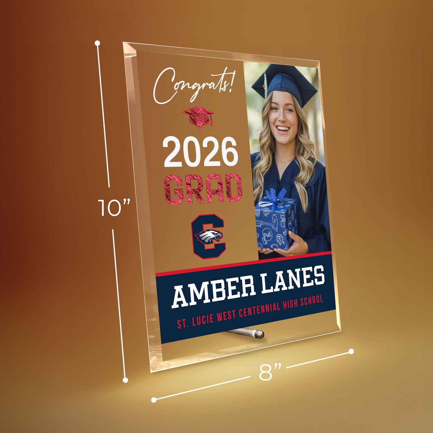 St. Lucie West Centennial High School Glass Plaque Design 4