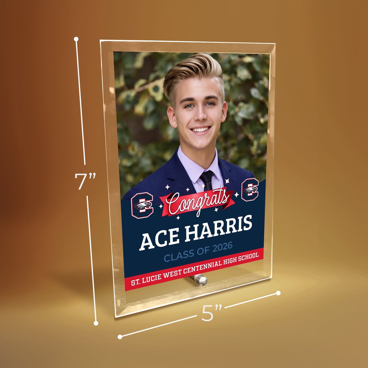 St. Lucie West Centennial High School Glass Plaque Design 6