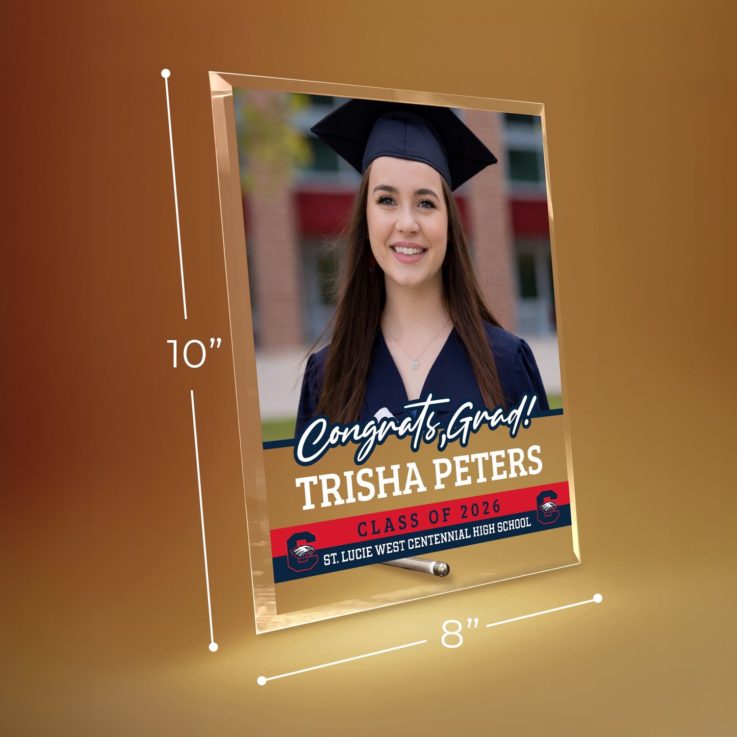 St. Lucie West Centennial High School Glass Plaque Design 2