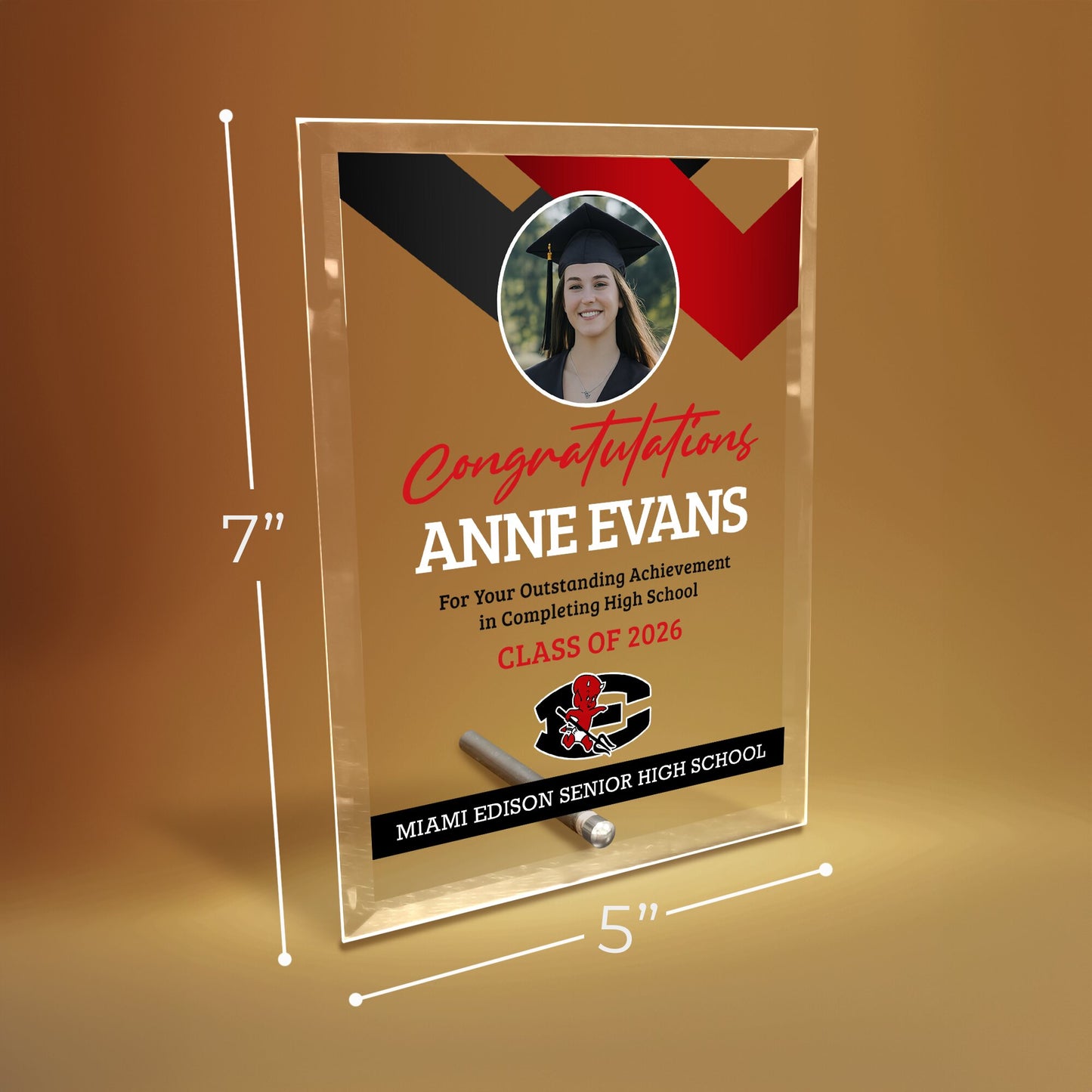 Miami Edison Senior High School Glass Plaque Design 1