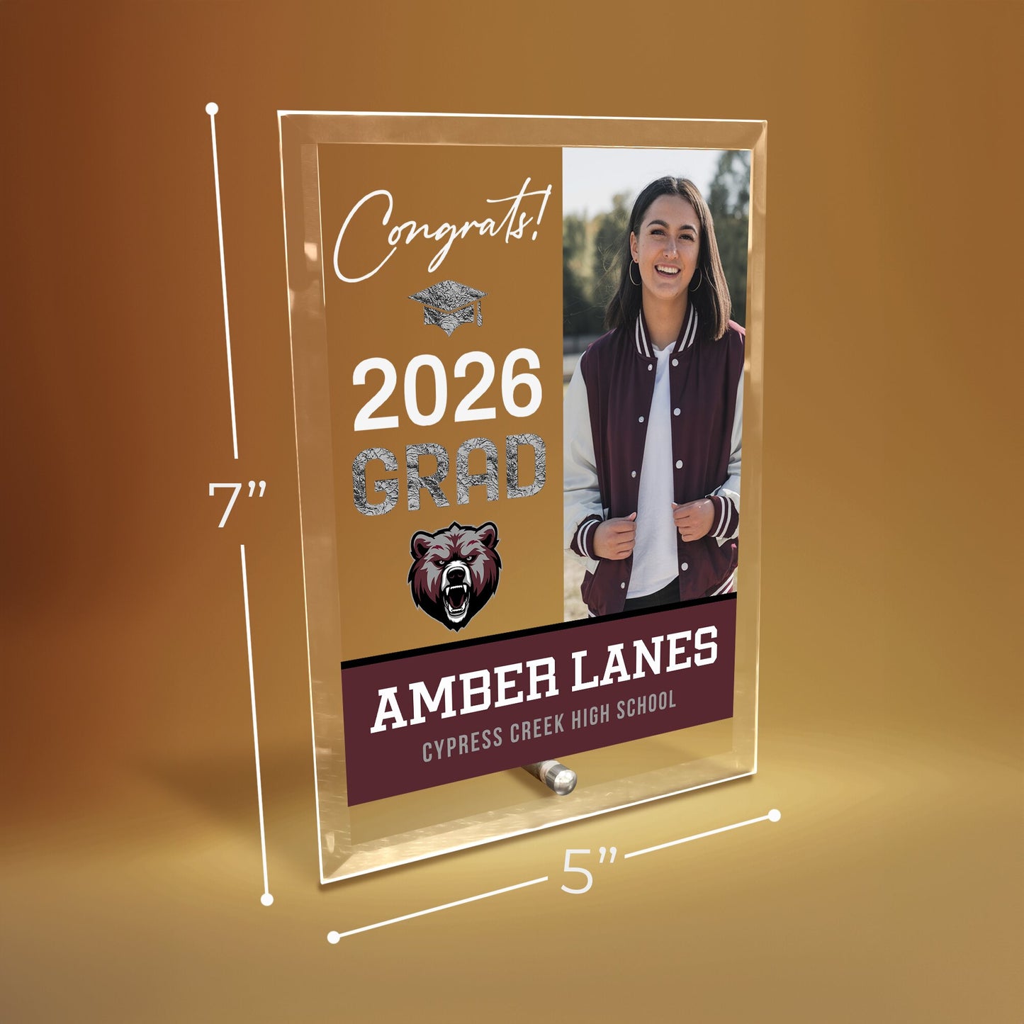 Cypress Creek High School Glass Plaque Design 4