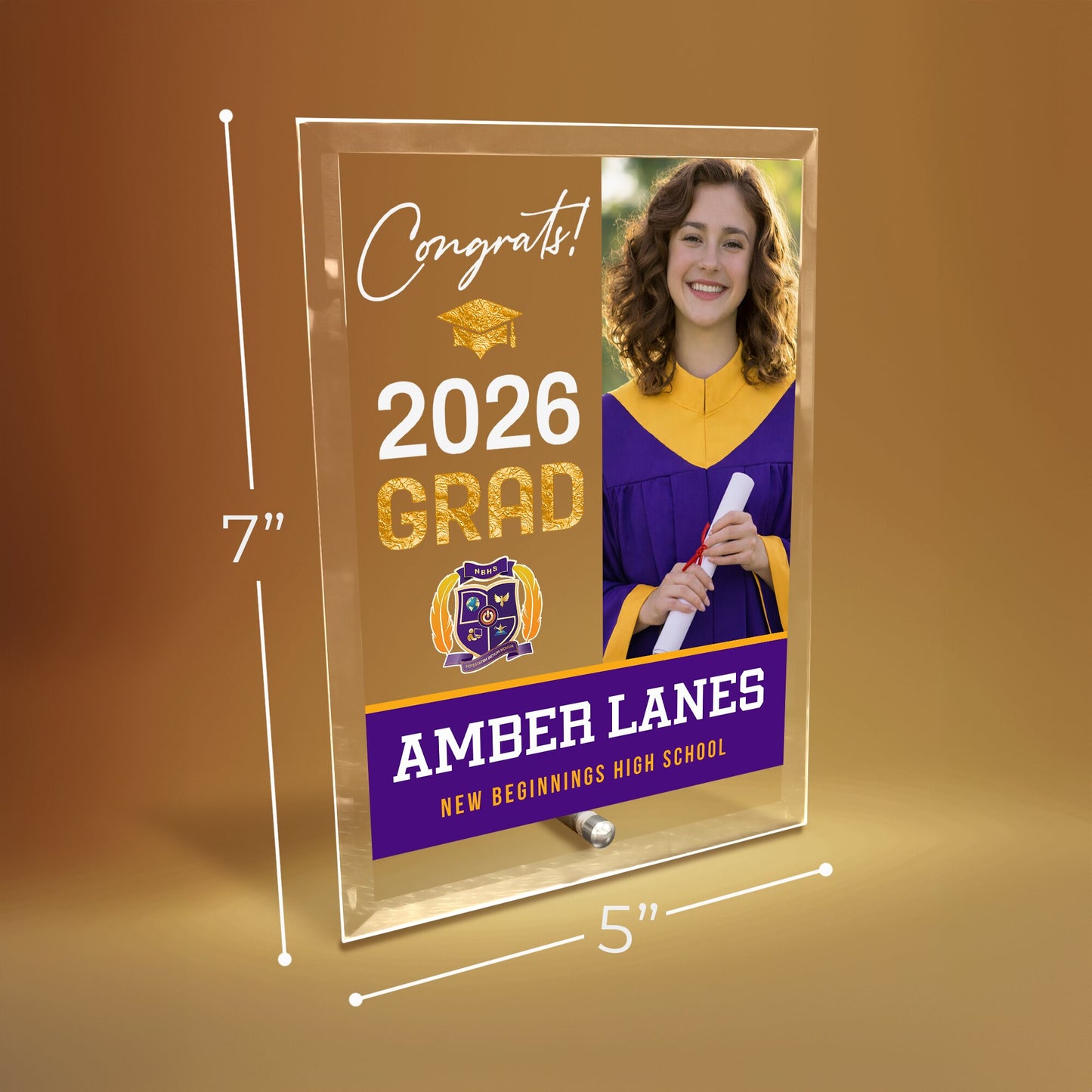 New Beginnings High School Glass Plaque Design 4