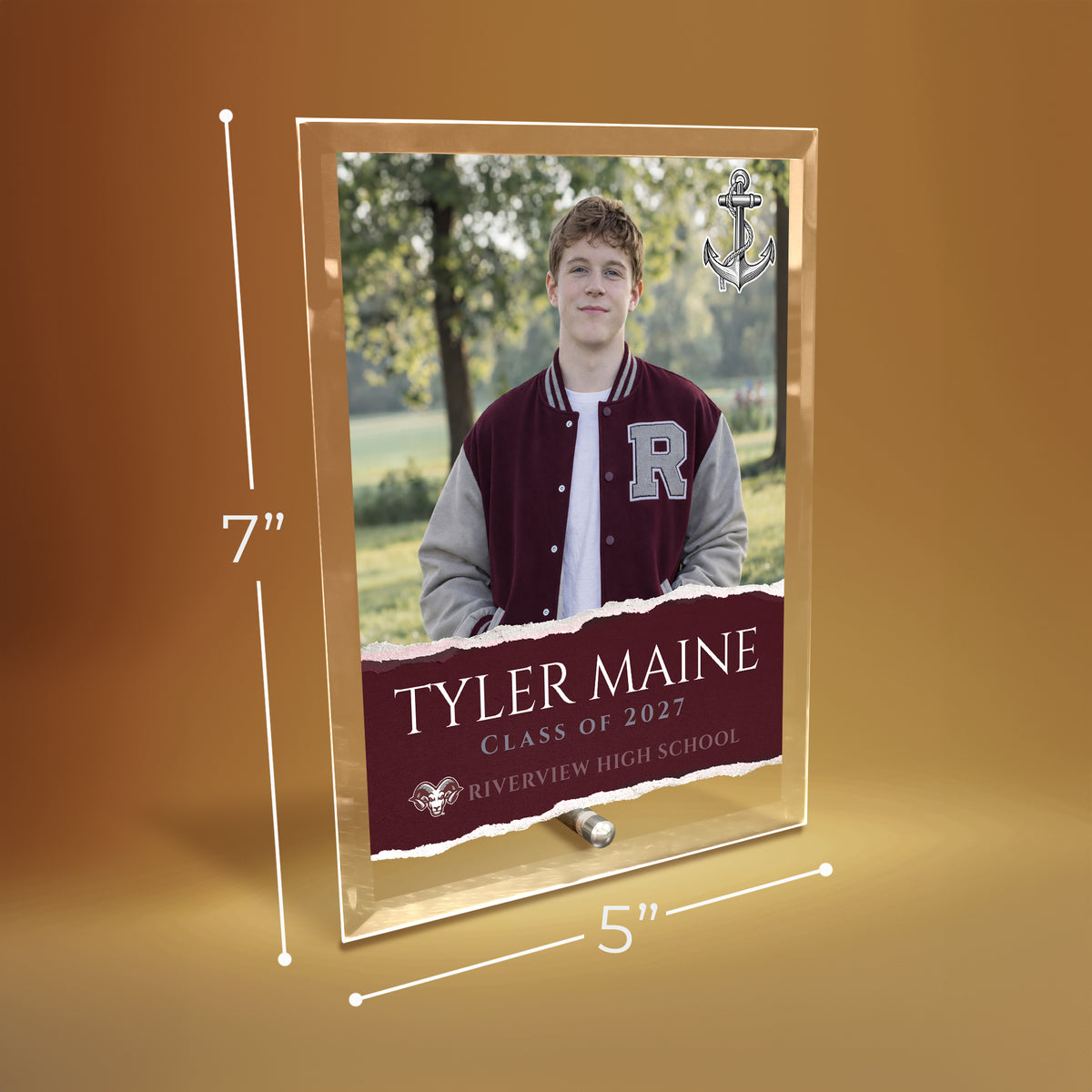 Riverview High School Glass Plaque Design 3