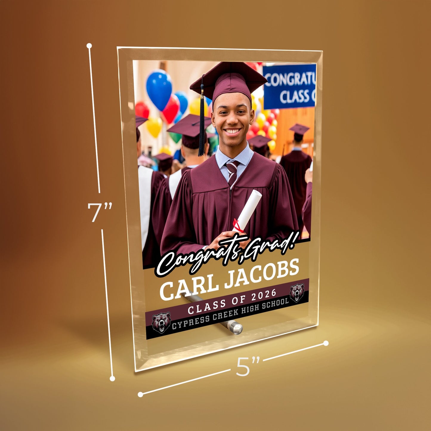 Cypress Creek High School Glass Plaque Design 2