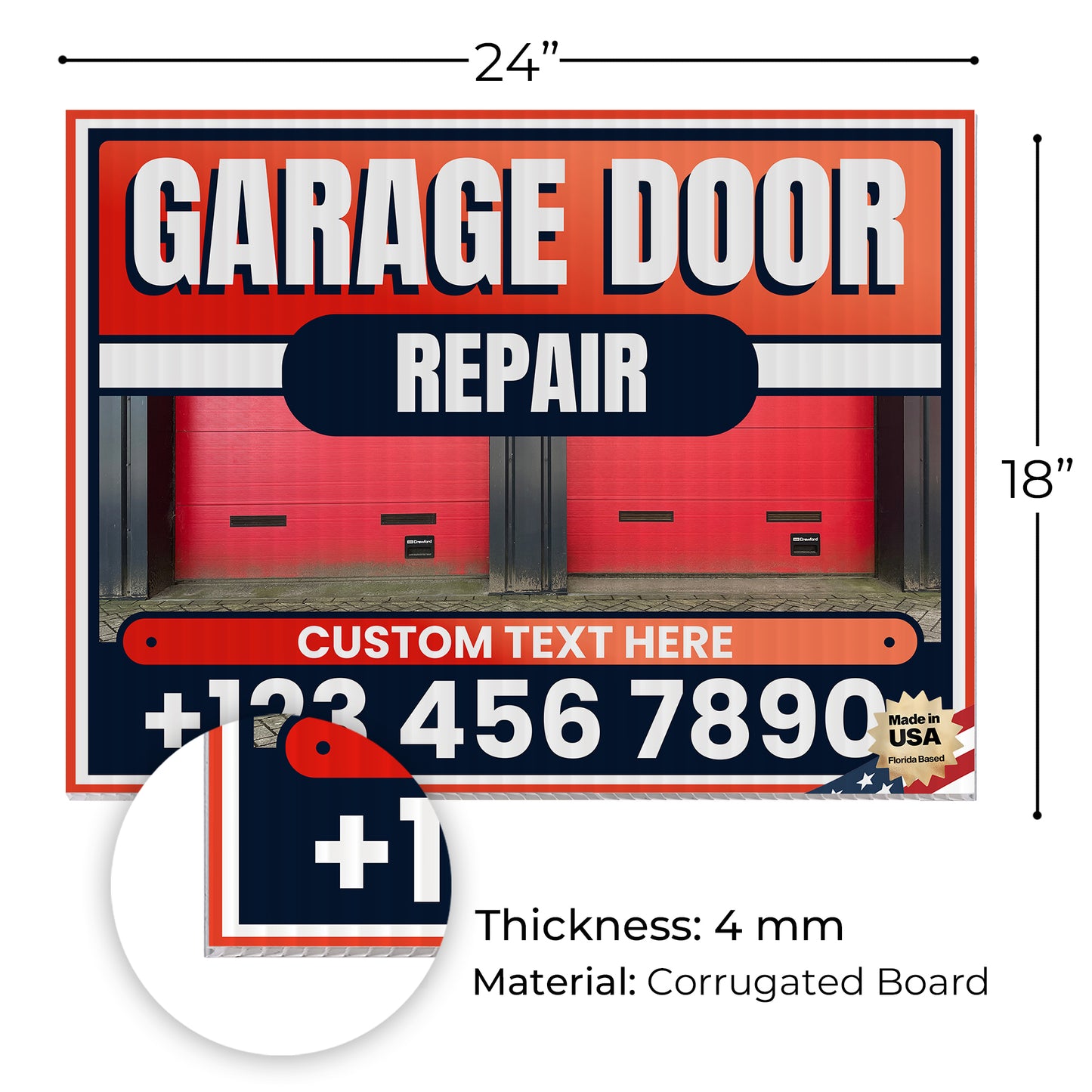 Garage Door Repair Yard Sign Design 2 -  BFS-GRGDR-24X18-DS-D2-BFS-GRGDR-24X18-SS-D2
