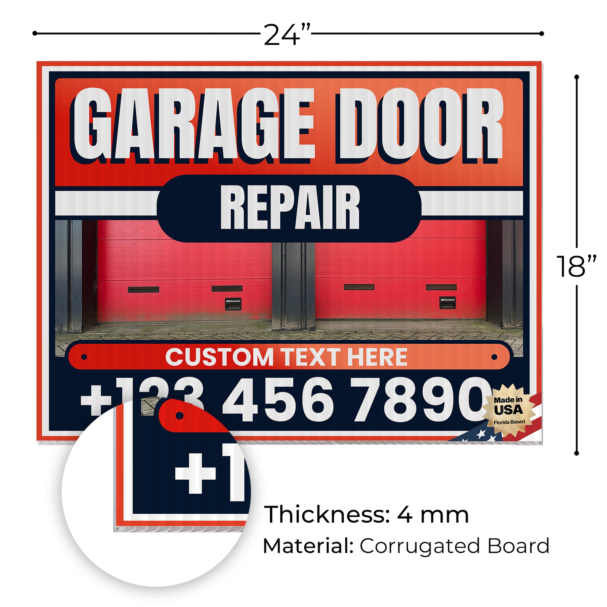 Garage Door Repair Yard Sign Design 2 -  BFS-GRGDR-24X18-DS-D2-BFS-GRGDR-24X18-SS-D2