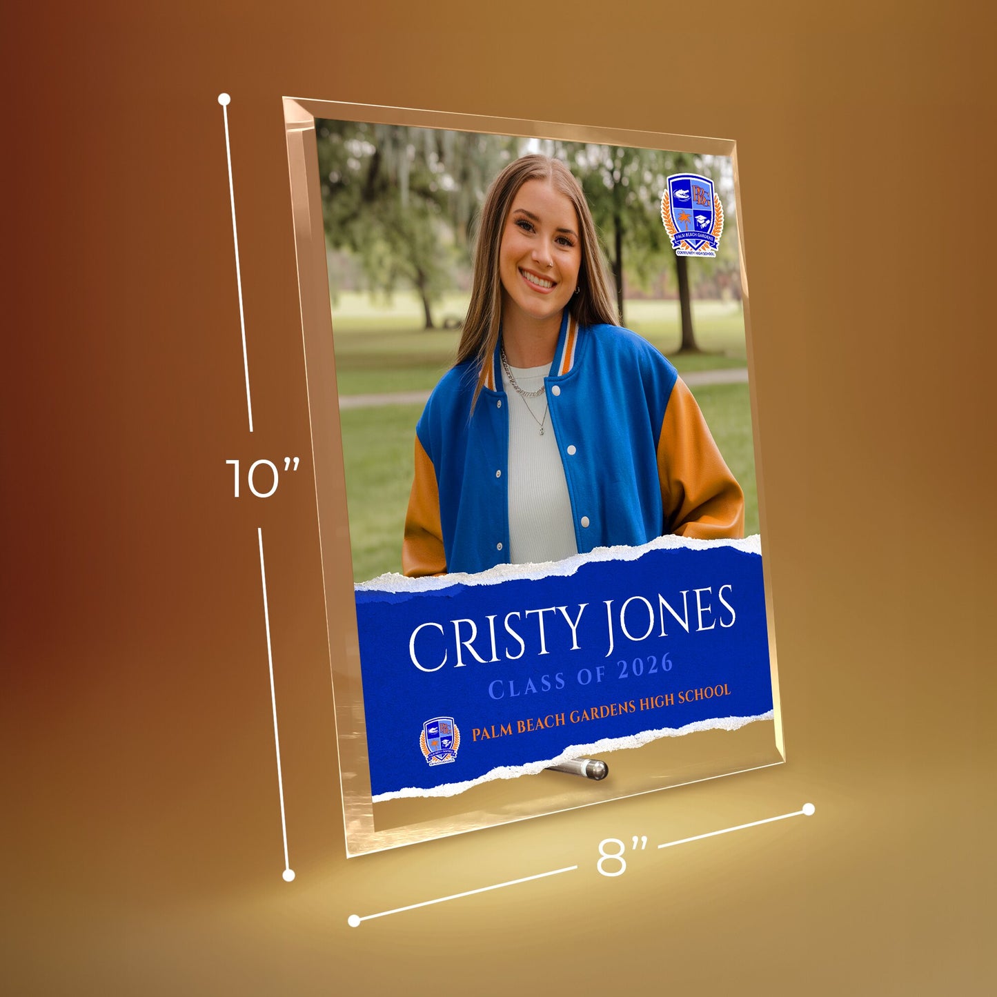 Palm Beach Gardens High School Glass Plaque Design 3