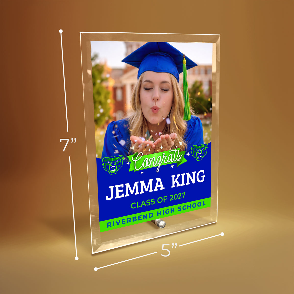 Riverbend High School Glass Plaque Design 6