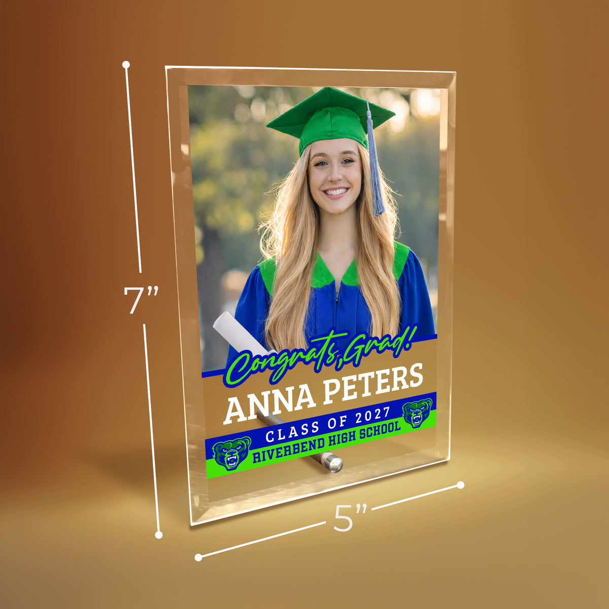 Riverbend High School Glass Plaque Design 2