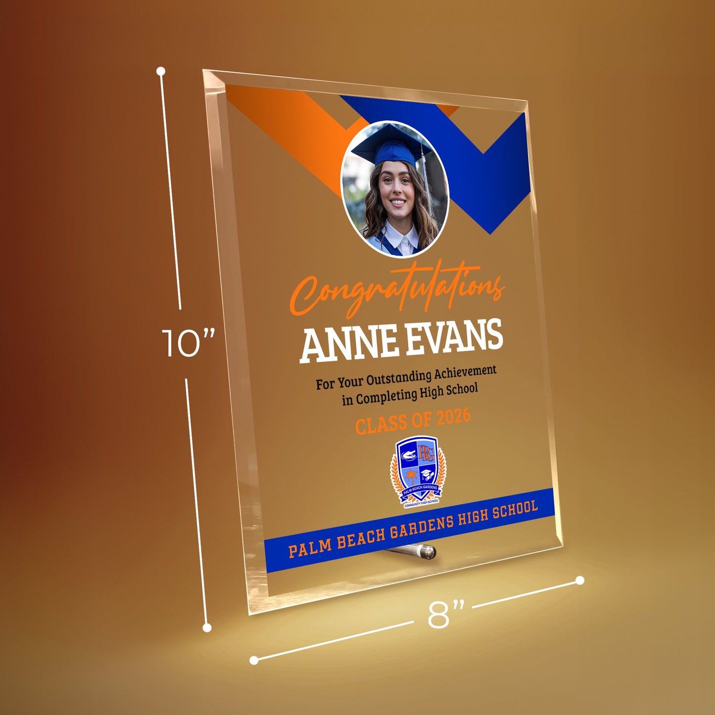 Palm Beach Gardens High School Glass Plaque Design 1
