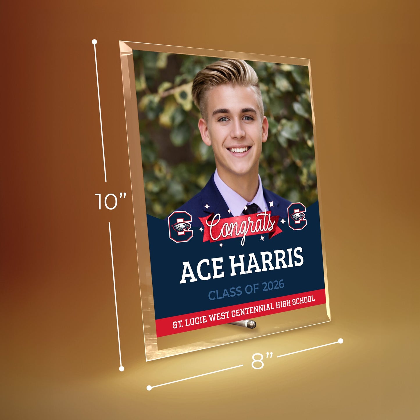 St. Lucie West Centennial High School Glass Plaque Design 6