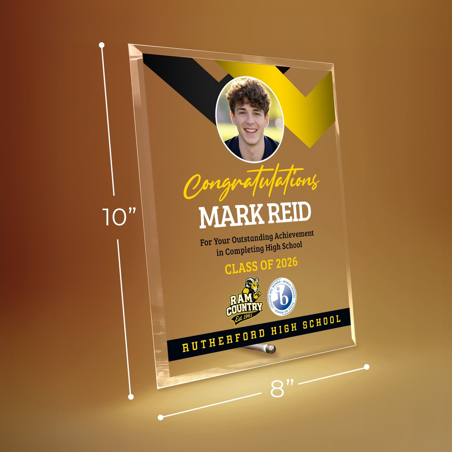 Rutherford High School Glass Plaque Design 1