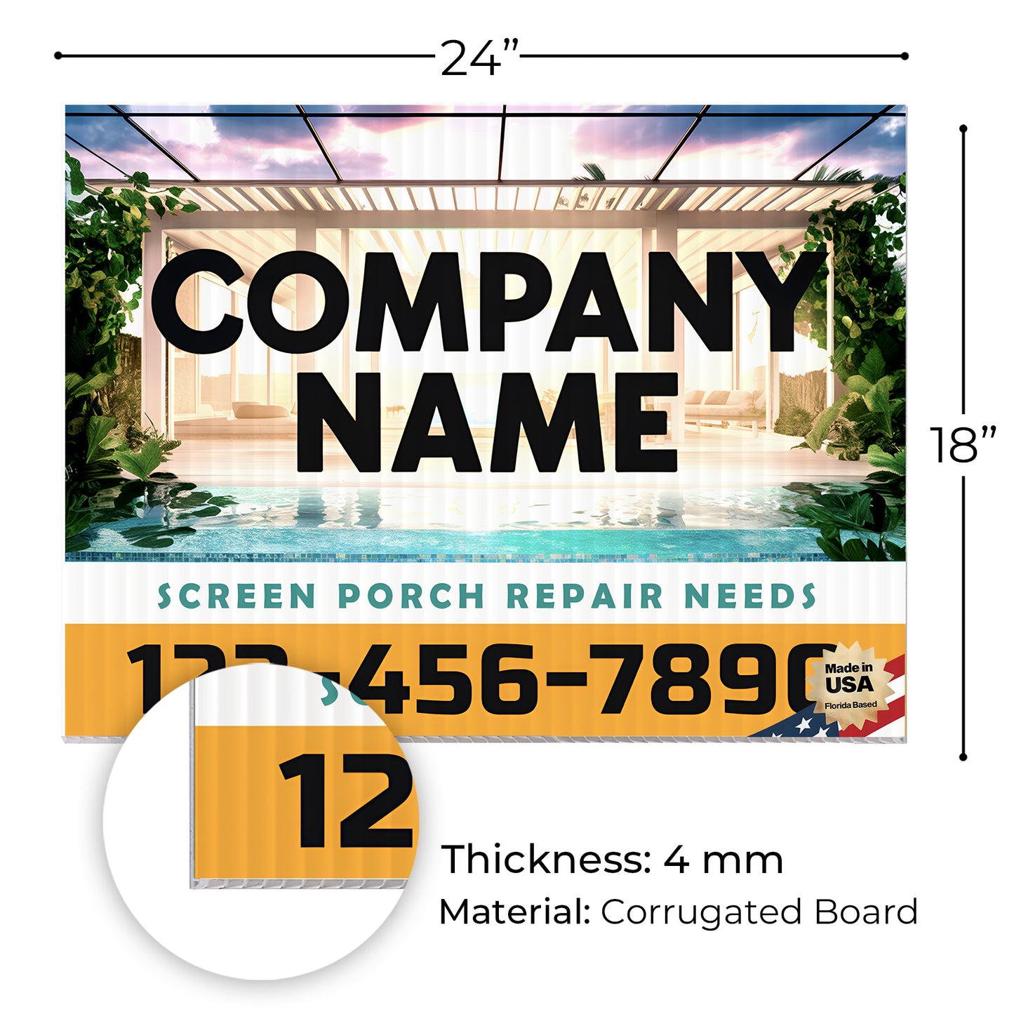 Screen Porch Repair Yard Sign D3 -  BFS-SP-24x18-DS-D3-BFS-SP-24x18-SS-D3