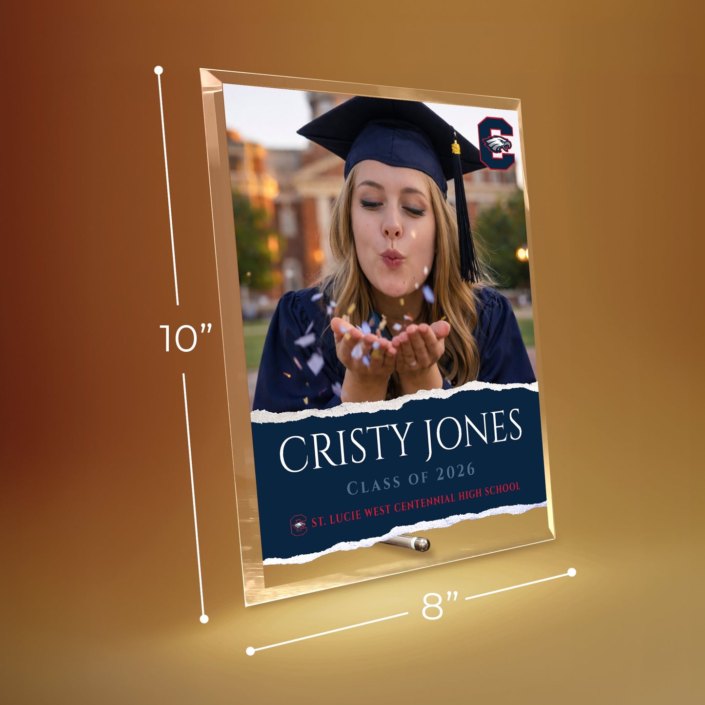 St. Lucie West Centennial High School Glass Plaque Design 3