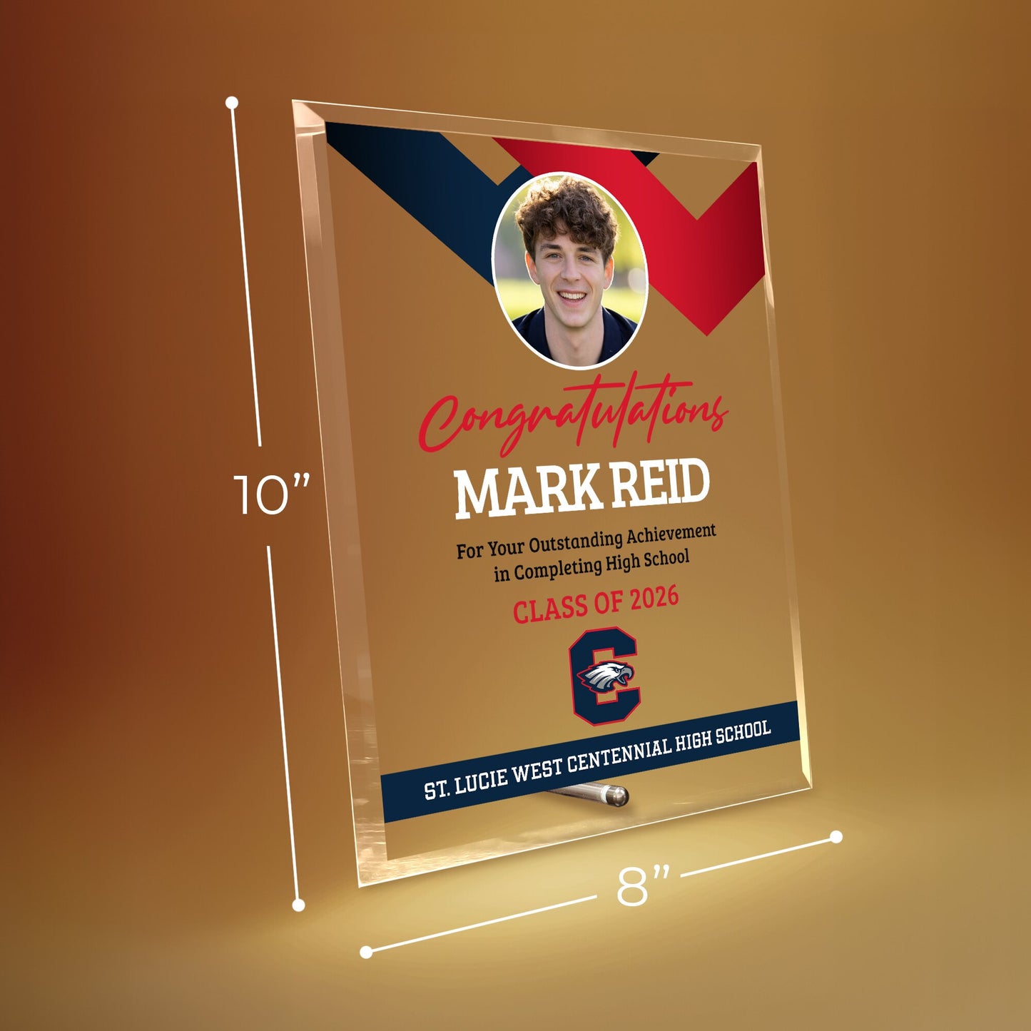 St. Lucie West Centennial High School Glass Plaque Design 1