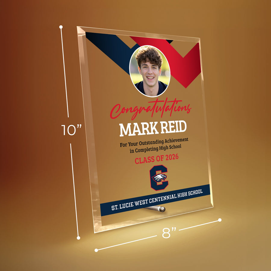 St. Lucie West Centennial High School Glass Plaque Design 1