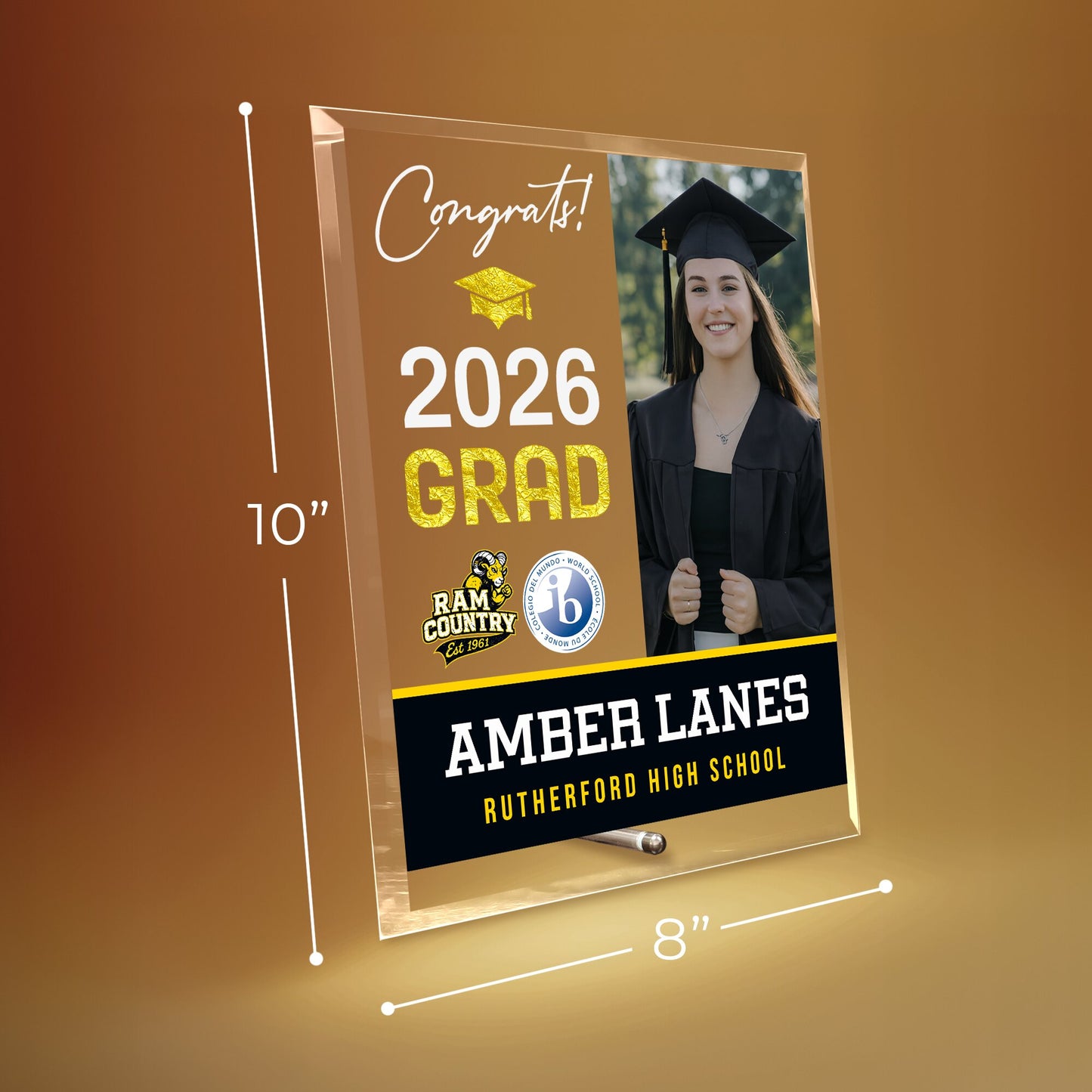 Rutherford High School Glass Plaque Design 4